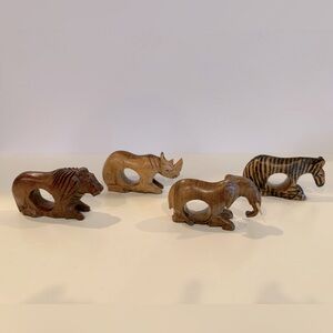 Hand-carved African Animal Napkin Rings